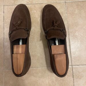 Mens Brown Suede Louis Vuitton Tassel Loafer UK8